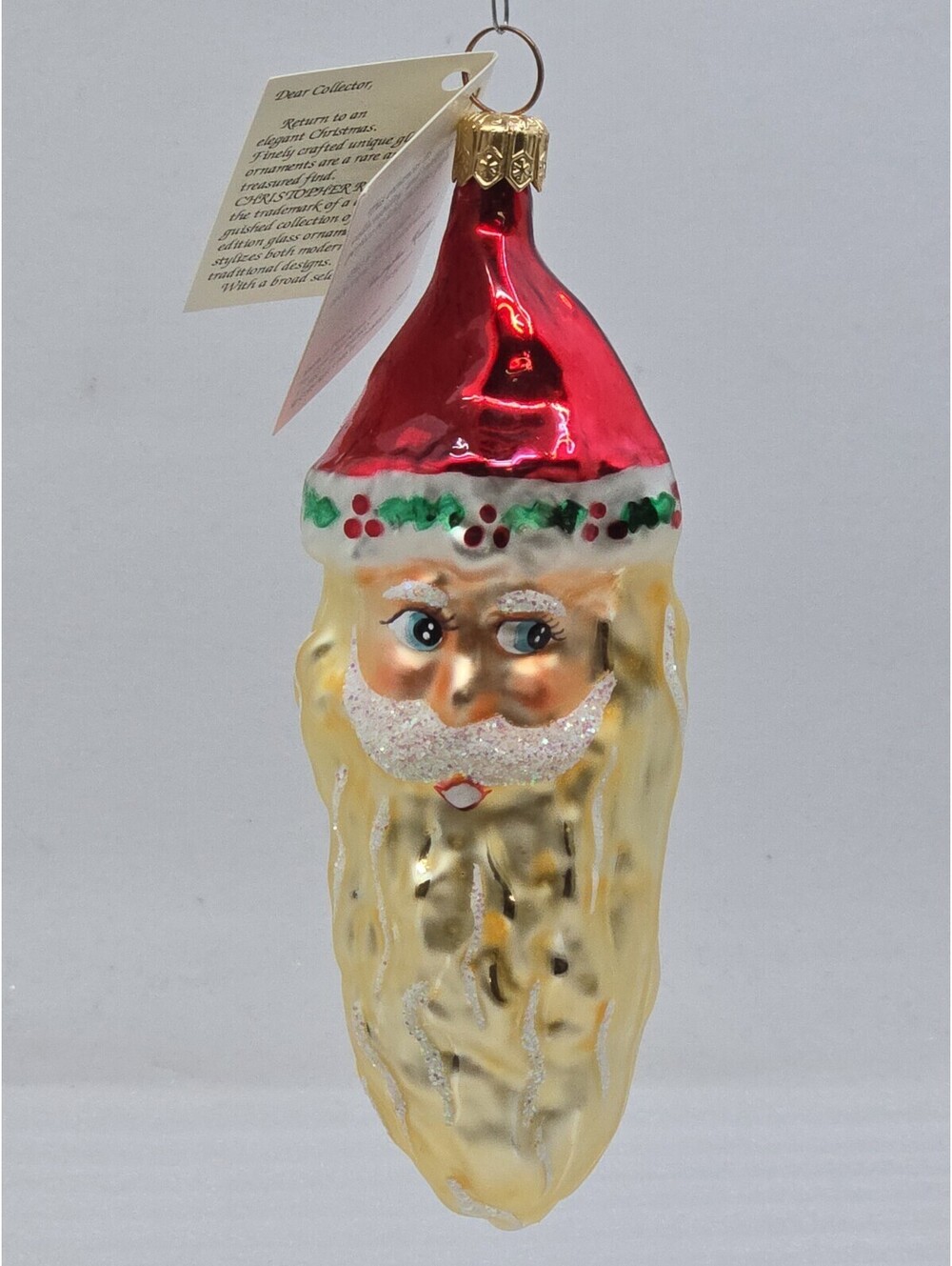 Christopher Radko 1995 Winter Winds Santa Head Glass Christmas Ornament w/Tag